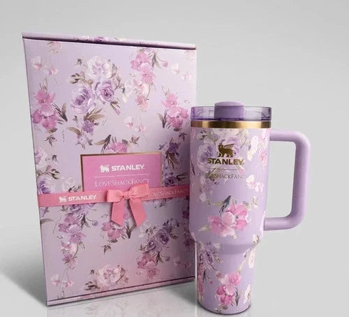 Stanley x LoveShackFancy Quencher H2.0 FlowState 40oz Tumbler Rosa Beaux Purple New