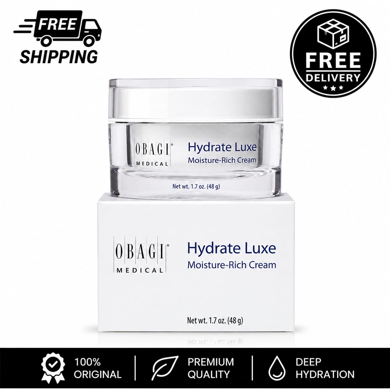 100% Authentic Obagi Hydrate Luxe Moisture-Rich Cream 1.7oz 48g Brand New Branded