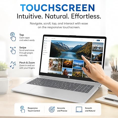 HP 17.3" Touchscreen Laptop, Quad-Core Intel Processor N200, 16GB RAM, 256GB SSD, Large Screen, Windows 11, Numeric Keypad, WiFi 6 & Bluetooth 5.3, for Home & Office