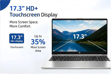HP 17.3" Touchscreen Laptop, Quad-Core Intel Processor N200, 16GB RAM, 256GB SSD, Large Screen, Windows 11, Numeric Keypad, WiFi 6 & Bluetooth 5.3, for Home & Office