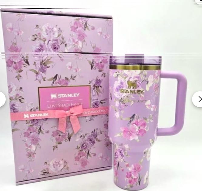 Stanley x LoveShackFancy Quencher H2.0 FlowState 40oz Tumbler Rosa Beaux Purple New