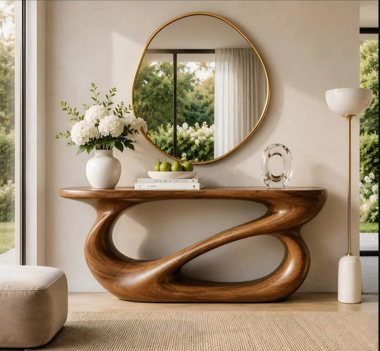 Modern Organic Wood Console Table, Sculptural Entryway Table, Live Edge Sofa Table, Handmade Wooden Hallway Table, Statement Furniture