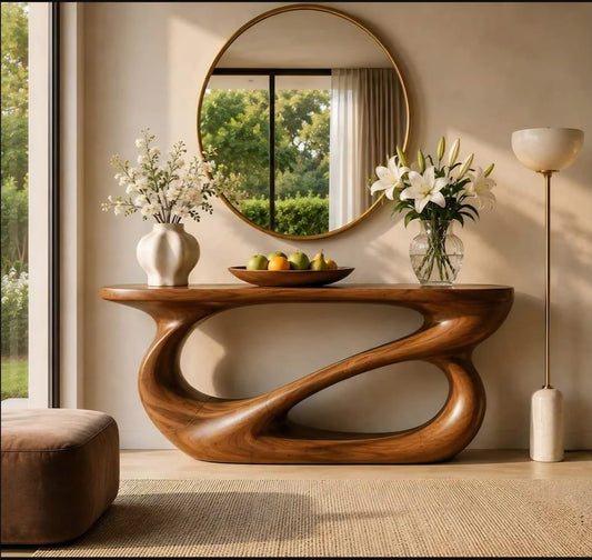 Modern Organic Wood Console Table, Sculptural Entryway Table, Live Edge Sofa Table, Handmade Wooden Hallway Table, Statement Furniture