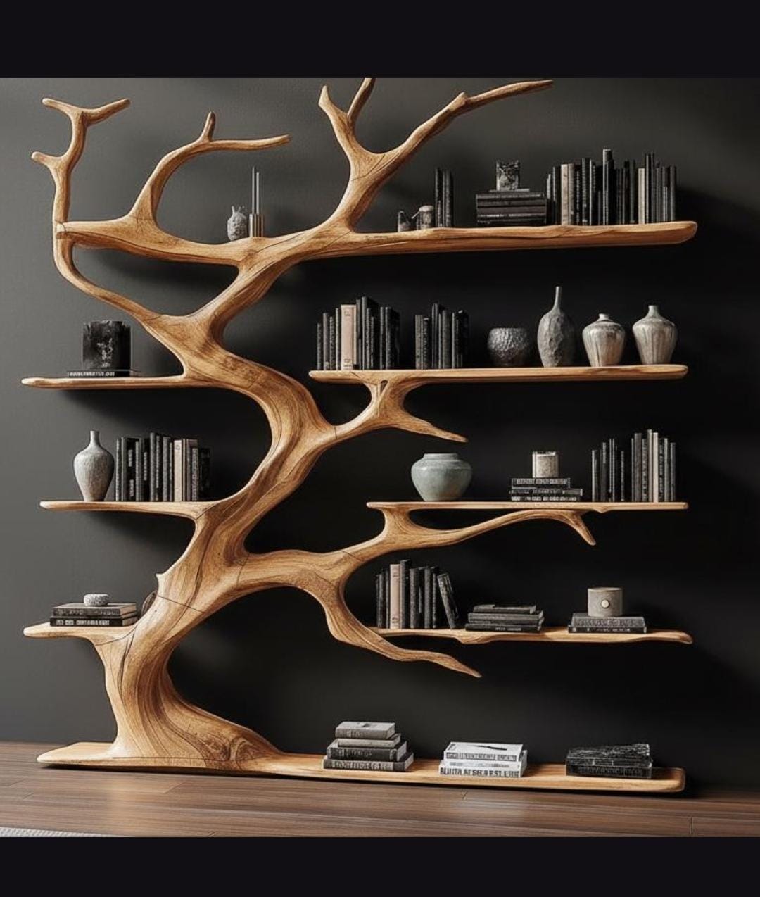 Tree Bookshelf Floor Standing - Unique Wooden Display Rack for Living Room