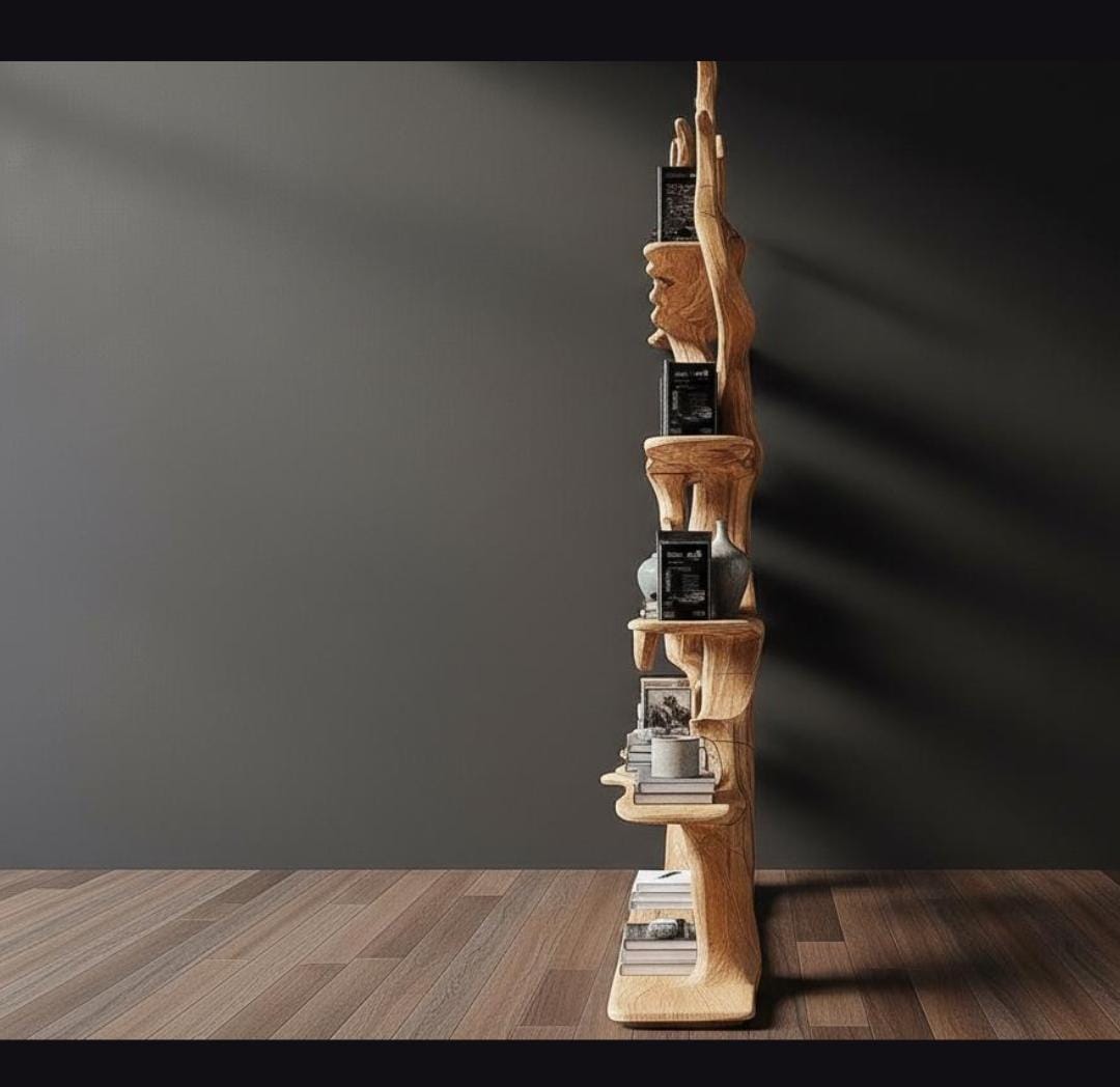 Tree Bookshelf Floor Standing - Unique Wooden Display Rack for Living Room
