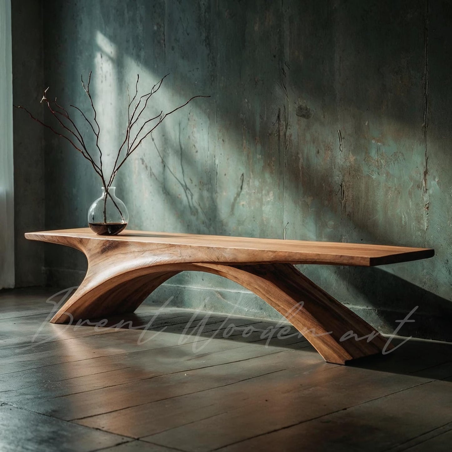 Handmade Walnut Bench: Modern Minimalist Wood Coffee Table