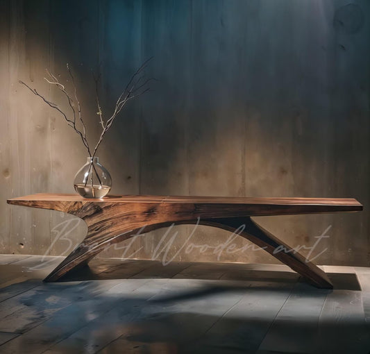 Handmade Walnut Bench: Modern Minimalist Wood Coffee Table