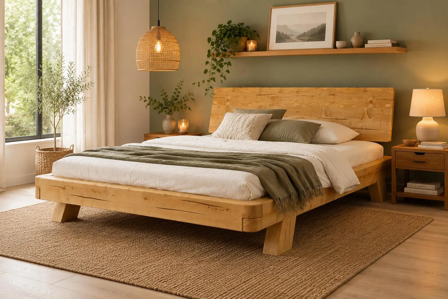 Thalia | Spruce Bedframe | Mid - Century Modern