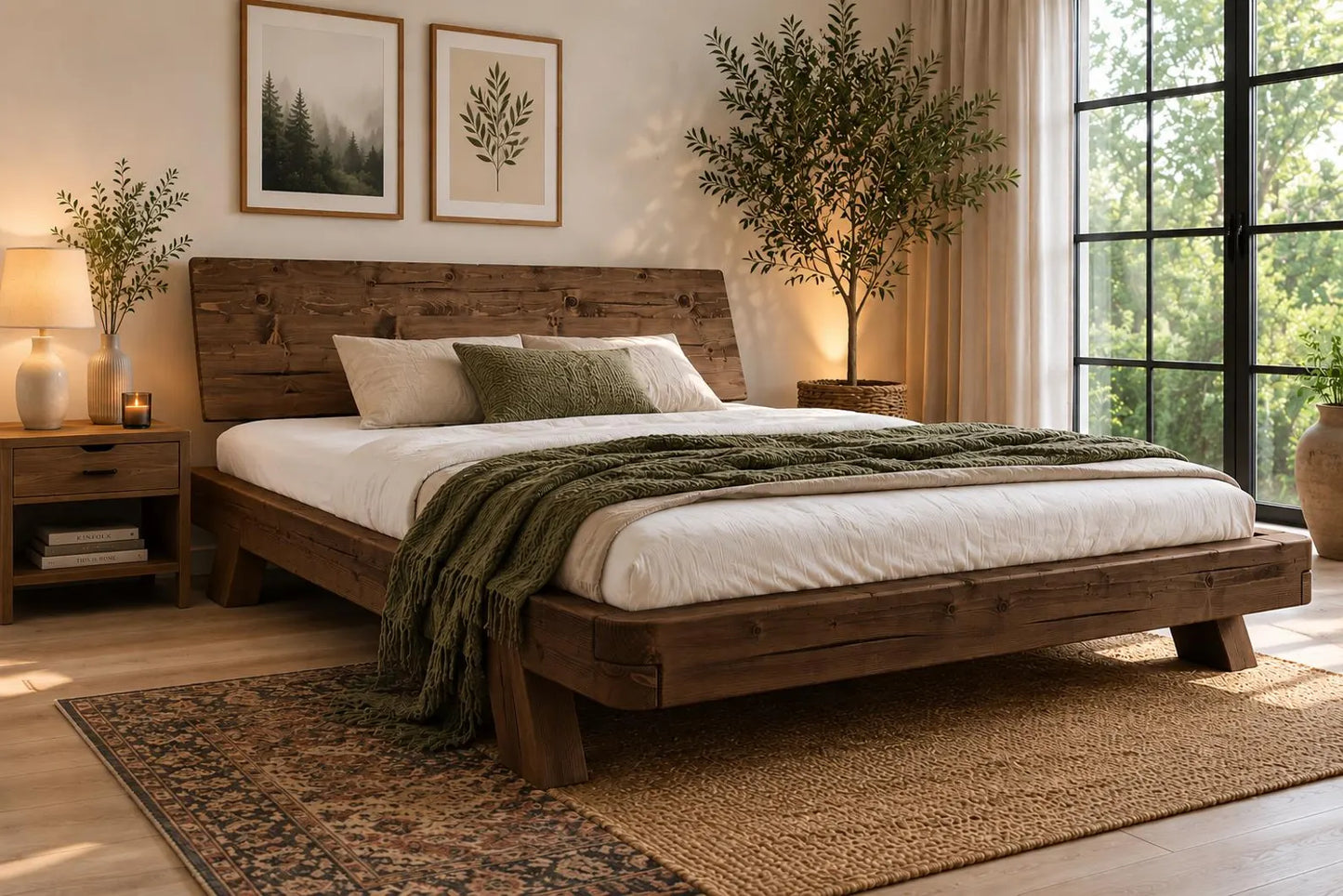 Thalia | Spruce Bedframe | Mid - Century Modern