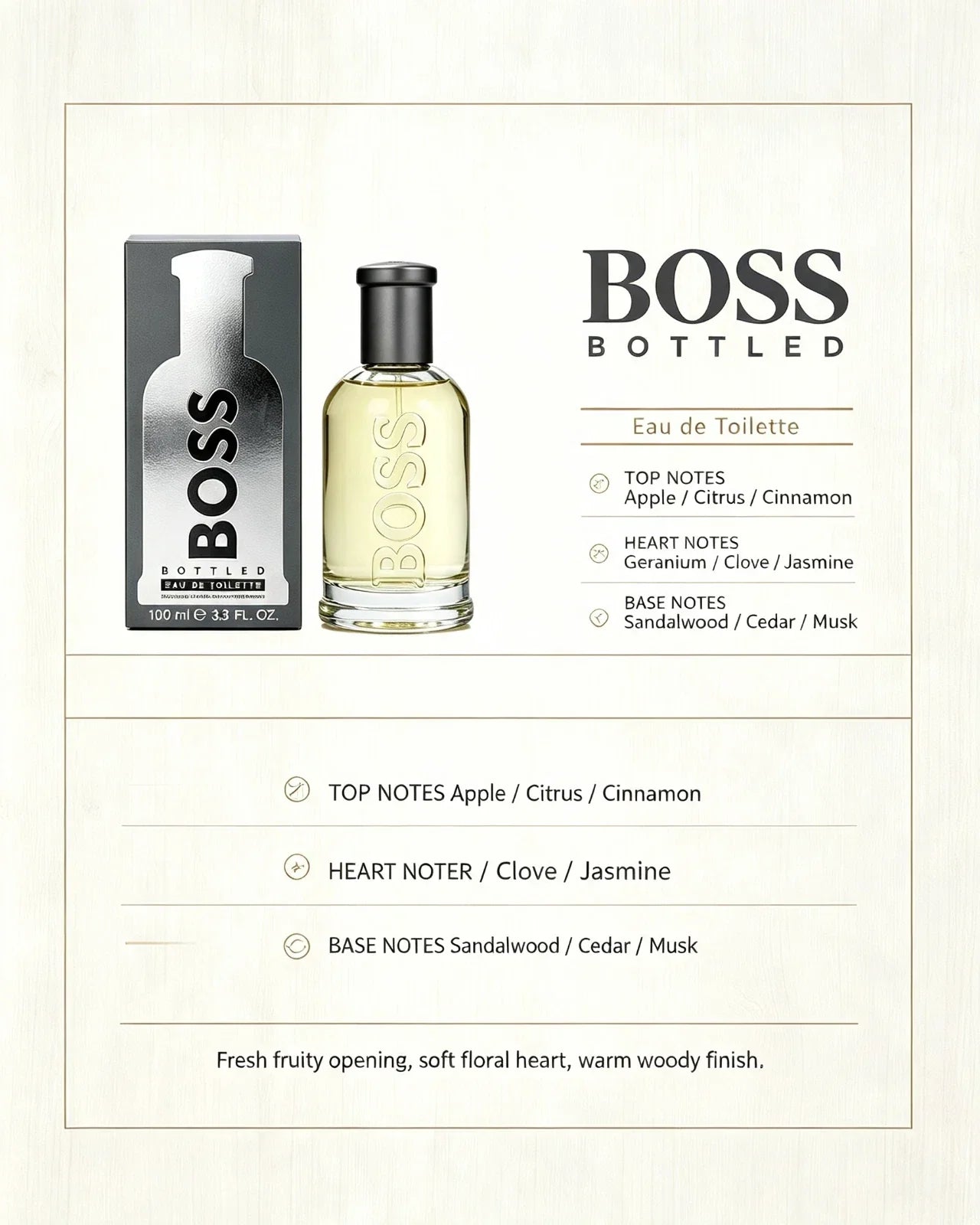 Hugo Boss Bottled Eau de Toilette for Men 3.3 oz (100ml)